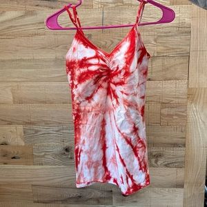 Red tie dye tank top